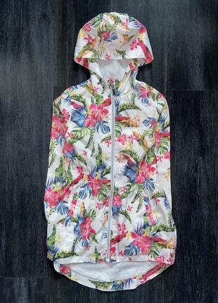 Легкая цветочная куртка, парка, ветровка miss e-vie, 9-10 лет.1 фото