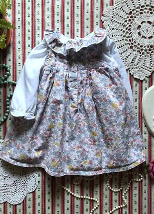Набор комплект реглан сарафан платье вельвет в цветы nutmeg на 0-1 мес9 фото