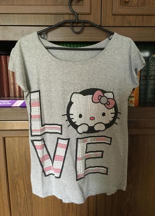 Сіра меланжева футболка hello kitty