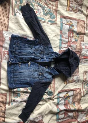 Фирменная курточка пиджак h&m джинс трикотаж размер 92-98 см1 фото