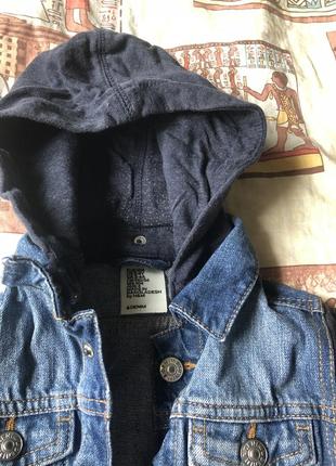 Фирменная курточка пиджак h&m джинс трикотаж размер 92-98 см4 фото