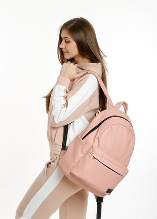 Женский розовый городской рюкзак из искусственной кожи с отделением под ноутбук7 фото