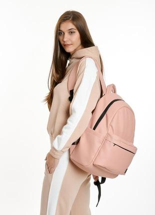 Женский розовый городской рюкзак из искусственной кожи с отделением под ноутбук5 фото