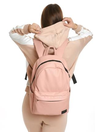 Женский розовый городской рюкзак из искусственной кожи с отделением под ноутбук8 фото