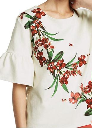 Біла блузка з квітковим принтом бавовна marks&spencer5 фото