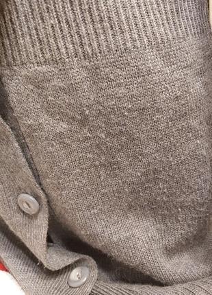 Серый кардиган этно узор. длинная кофта с капюшоном. вязаное пальто10 фото