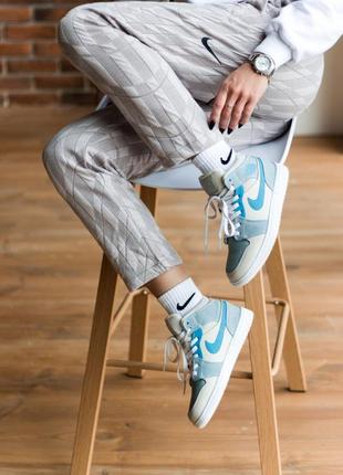 Кросівки air jordan 1 mid mixed textures blue кросівки2 фото