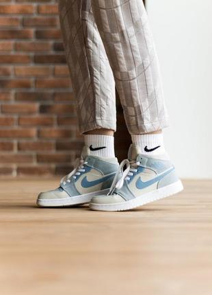 Кросівки air jordan 1 mid mixed textures blue кросівки4 фото