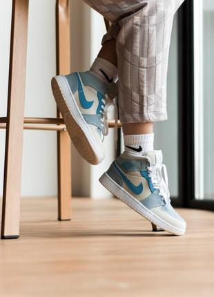Кросівки air jordan 1 mid mixed textures blue кросівки