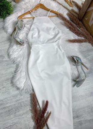 Идеальное белое платье миди футляр с красивой спинкой
