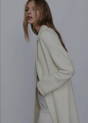 Zara легке пальто півпальто подовжений блейзер бавовна вовна4 фото
