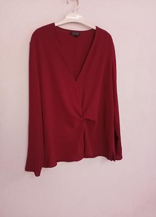 Бордовая блузка с узлом5 фото