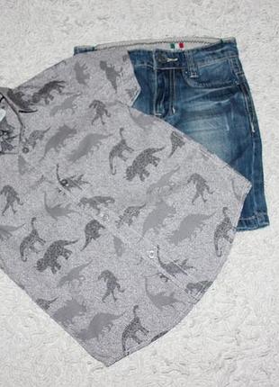 Рубашка динозавры короткий рукав next на 4 года рост 104 см