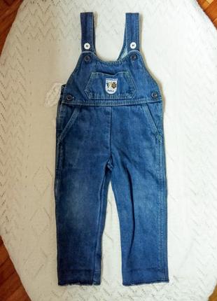 Джинсовий комбінезон на котоновій підкладці 86 см комбез штани джинси 12-18 міс хлопчик осінь весна5 фото