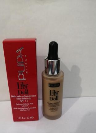 Pupa like a doll perfecting make-up fluid nude look рідка тональна основа2 фото