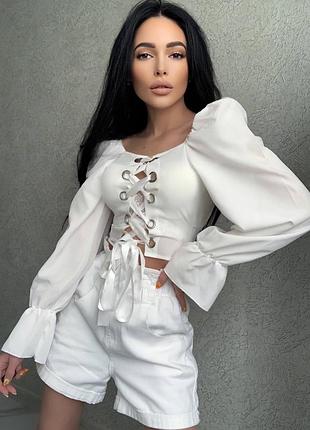 Жіноча стильна блуза ( біла і чорна )