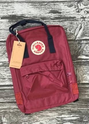 Рюкзак fjallraven kanken bordo бордовый с синими ручками купить фьялравен канкен