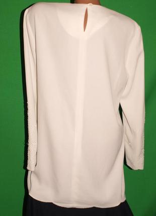 Плотная блуза (м замеры), молочно-белая, обшита бисером, красивая, замечательно смотрится4 фото