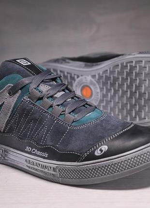 Шкіряні кеди salomon navy premium10 фото