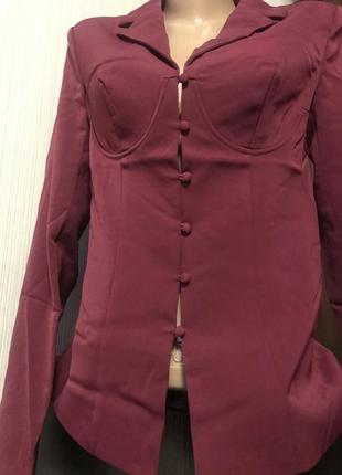 Пиджак бордовый на косточках корсет шикарный3 фото