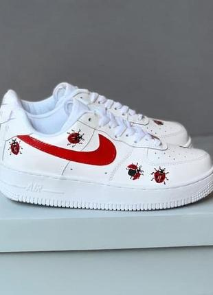 Кроссовки мужские nike air force 1 белые/красные (найк аир форс, кросівки)