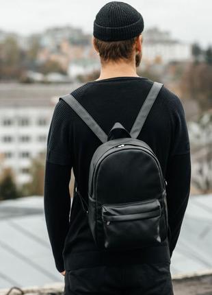 Стильний чоловічий місткий, міцний чорний рюкзак1 фото