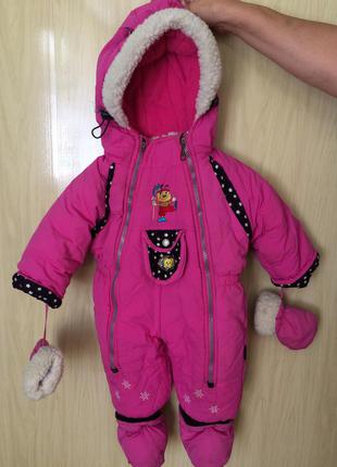 Дитячі зимові комбінезони на овчині на дівчинку
