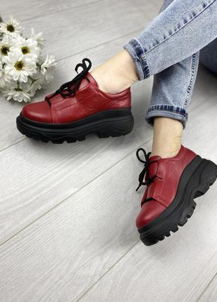 Туфли женские two steps 1603 красные (весна-осень кожа натуральная)2 фото