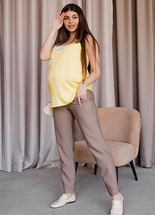 Штани для вагітних, лляні коричневі (штани для вагітних лляні)2 фото