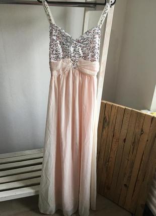 Длинное платье нежно-розовое выпускной свадьба торжество размер s новое