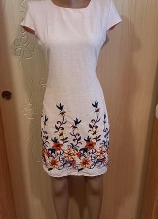 Платья лен.42-44розмер.розовый.в идеальном состоянии.350грн.