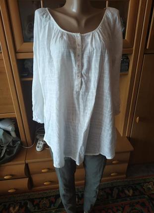 Хлопок! баталл! отличная белая блузочка р. 22 inspire