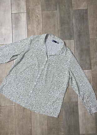 Фисташковая винтажная рубашка,цветочный принт,батал,большой размер(05)1 фото