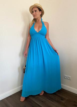 Платье сарафан голубое