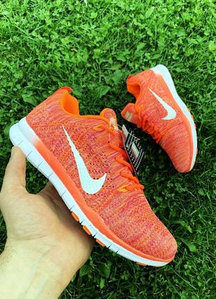 Кроссовки nike free flyknit orange3 фото