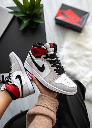 Nike air jordan🆕шикарные женские кроссовки🆕серые замшевые высокие найк джордан