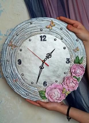 Часы настенные "алина" с объемными цветами, оригинальный подарок женщине3 фото