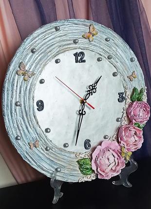 Часы настенные "алина" с объемными цветами, оригинальный подарок женщине8 фото