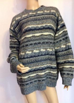 Полушерстяный тёплый мужской свитер в орнамент/50/brend commander1 фото