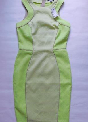 Жаккардовое платье футляр длины миди цвета лайм от warehouse5 фото