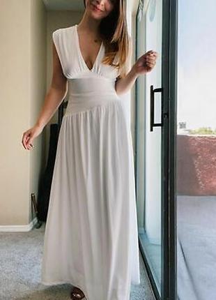 Нежное длинное белое платье zara1 фото