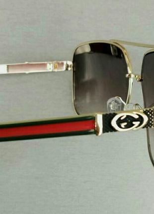 Gucci окуляри чоловічі сонцезахисні коричневі в золотий металевій оправі з градієнтом7 фото