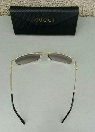 Gucci очки мужские солнцезащитные коричневые в золотой металлической оправе с градиентом5 фото