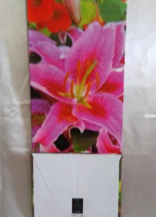 Подарочный пакет под бутылку "цветы".3 фото