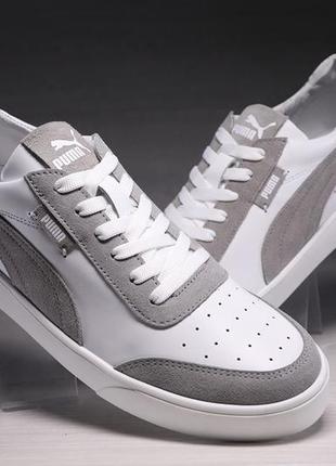 Мужские кожаные кеды, шкіряні кеди puma smash white/gray6 фото