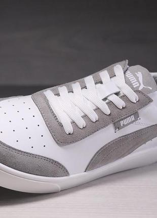 Мужские кожаные кеды, шкіряні кеди puma smash white/gray2 фото