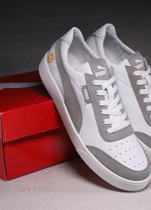 Мужские кожаные кеды, шкіряні кеди puma smash white/gray5 фото