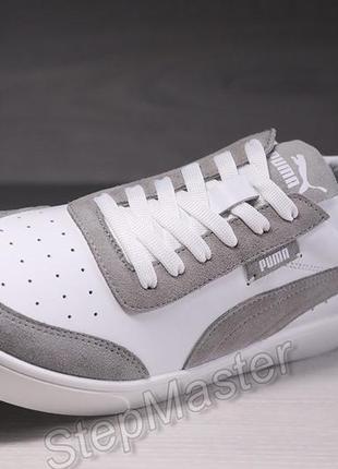 Чоловічі шкіряні кеди кросівки puma smash white/gray7 фото