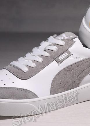 Мужские кожаные кеды кроссовки puma smash white/gray3 фото