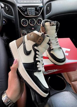 Женские кроссовки nike air jordan 1 mid dark mocha